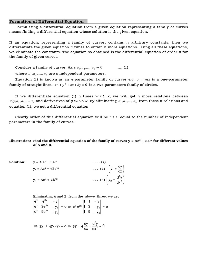 18th June Class Notes DE 2 | PDF | Equations | Tangent