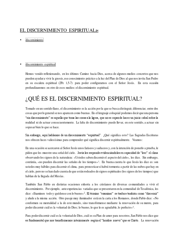 Discernimiento Espiritual: Claves y Ejemplos | PDF | espíritu Santo | Fe