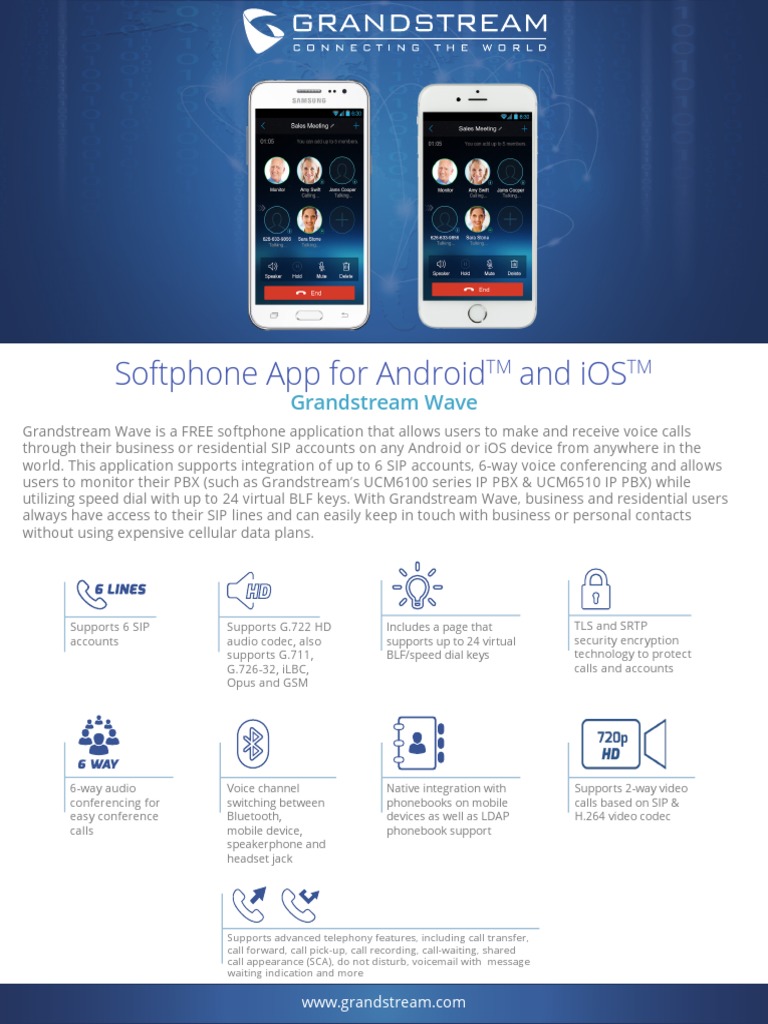 Softphone App For Android and iOS: Grandstream Wave | PDF | Session ...