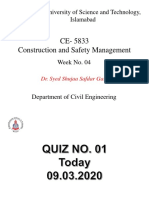 CE-5833 Construction and Safety Management: Capital University of Science and Technology, Islamabad