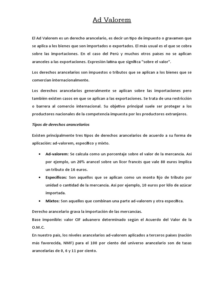 Ad Valorem | PDF | Arancel | aduana