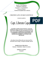 Certificate of Recognition: Community Linkages in The School-Based Management Activities and Program