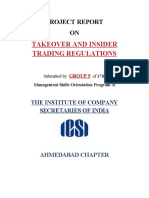 Takeover and Insider Trading Regulations: Project Report ON