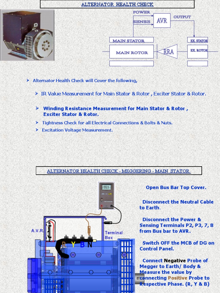 Winding Resistance Measurement For Main Stator & Rotor, Exciter Stator