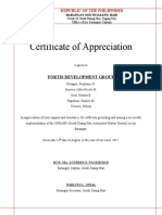 Certificate of Appreciation: Republic of The Philippines Republic of The Philippines