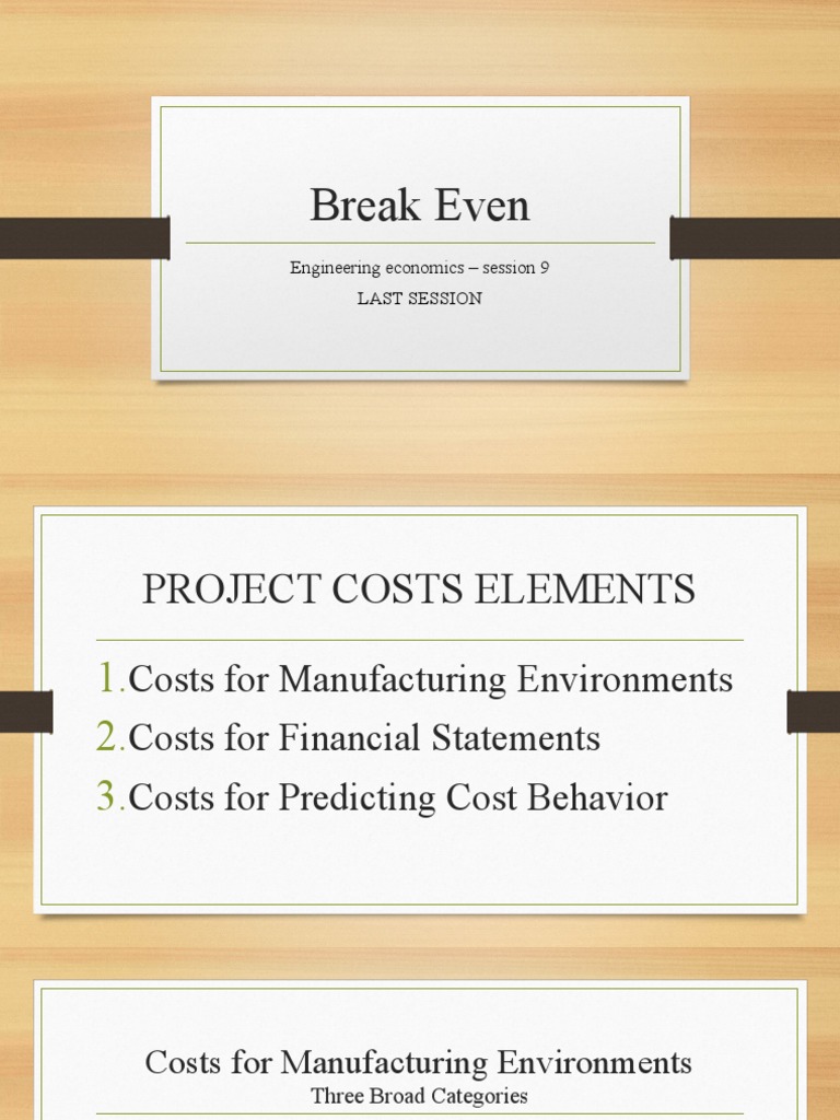Break Even Analysis in Engineering Economics | PDF | Business Economics ...