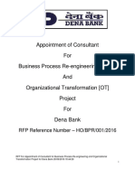 RFP For Appointment of Consultant for BPR and OT Project for Dena Bank