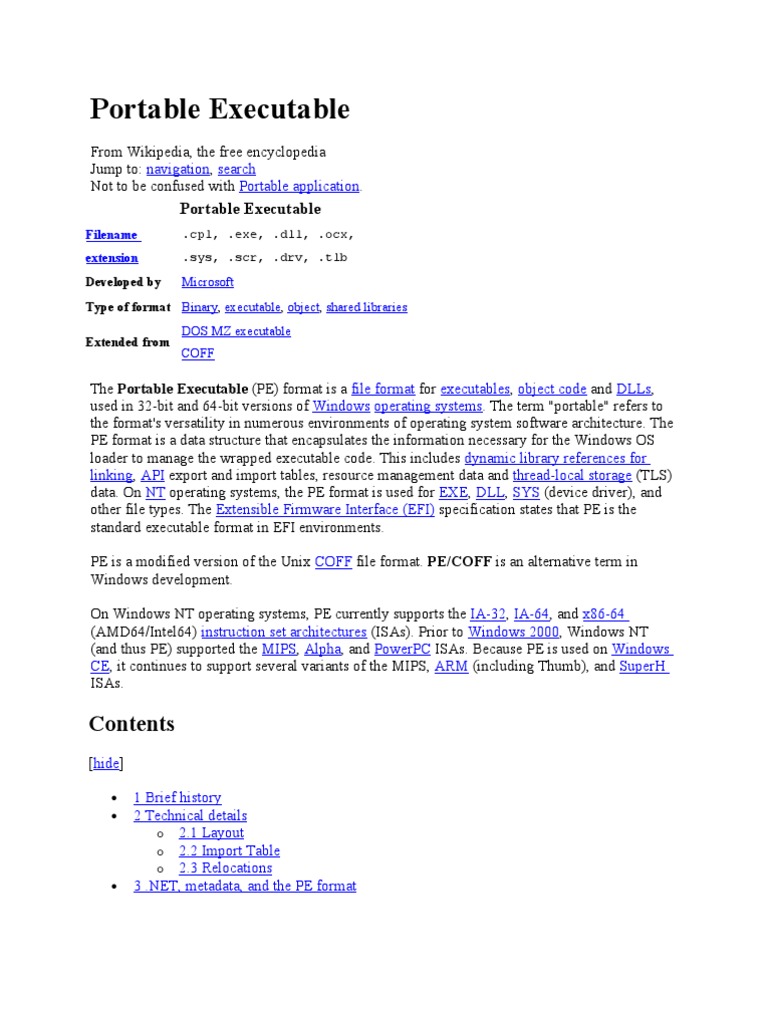 Portable Executable | PDF | File Format | Computer File Formats