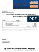 Cotizacion Mantenimiento Correctivo Bomba Ihm de 2 HP PDF