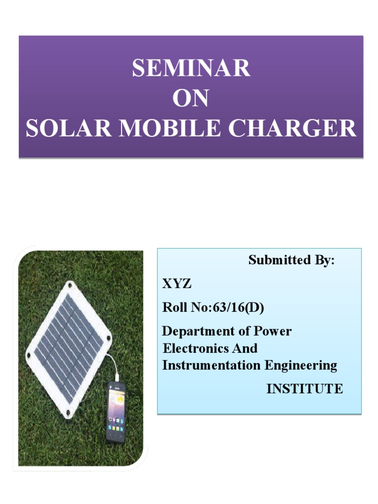 Seminar On Solar Mobile Charger PDF Battery Charger Diode