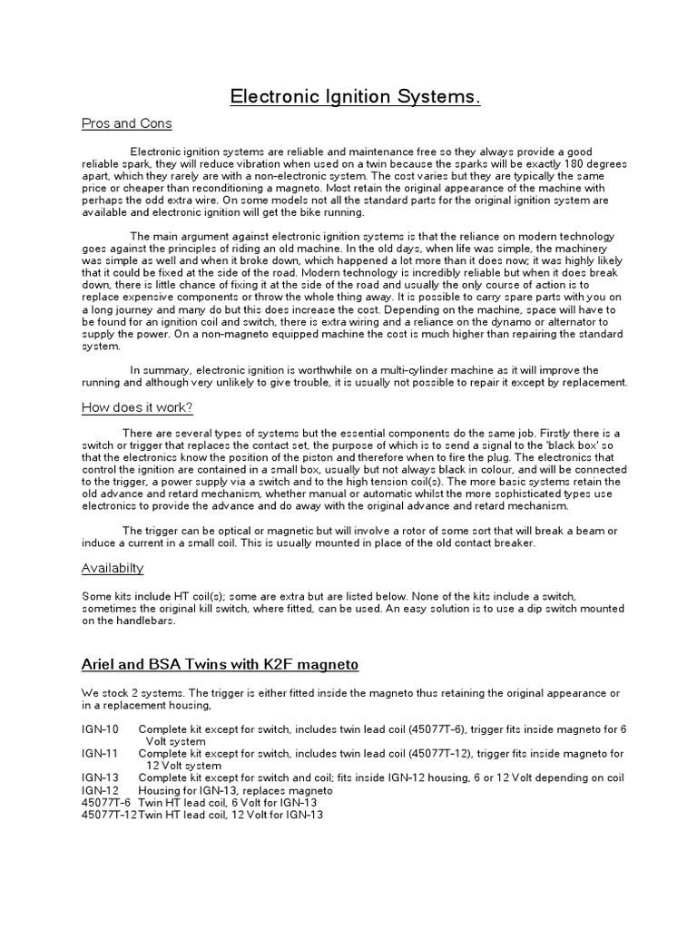 Electronic Ignition Systems PDF Ignition System Electrical Equipment
