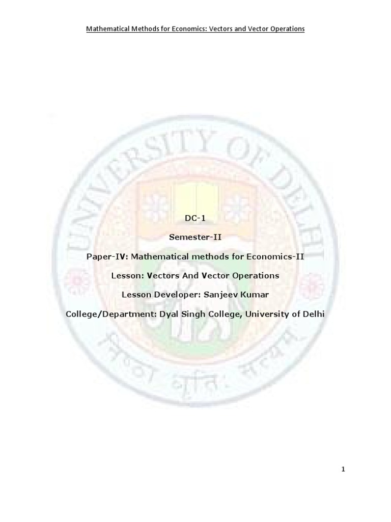 Vectors and Operations in Economics | PDF | Linear Map | Euclidean Vector