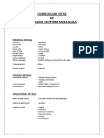 Curriculum Vitae OF Phumlani Clifford Mahlalela: Personal Details