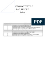 Testing of Textile Lab Report Index: Experiment Number Experiment Name