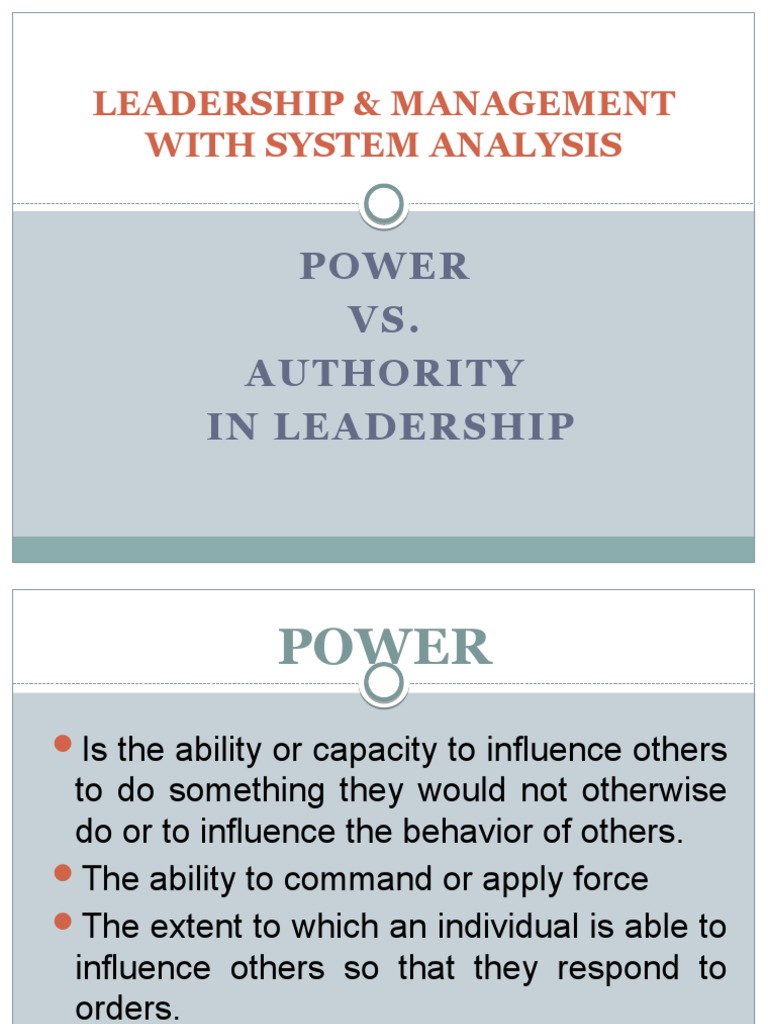 Power vs. Authority in Leadership | PDF | Power (Social And Political ...