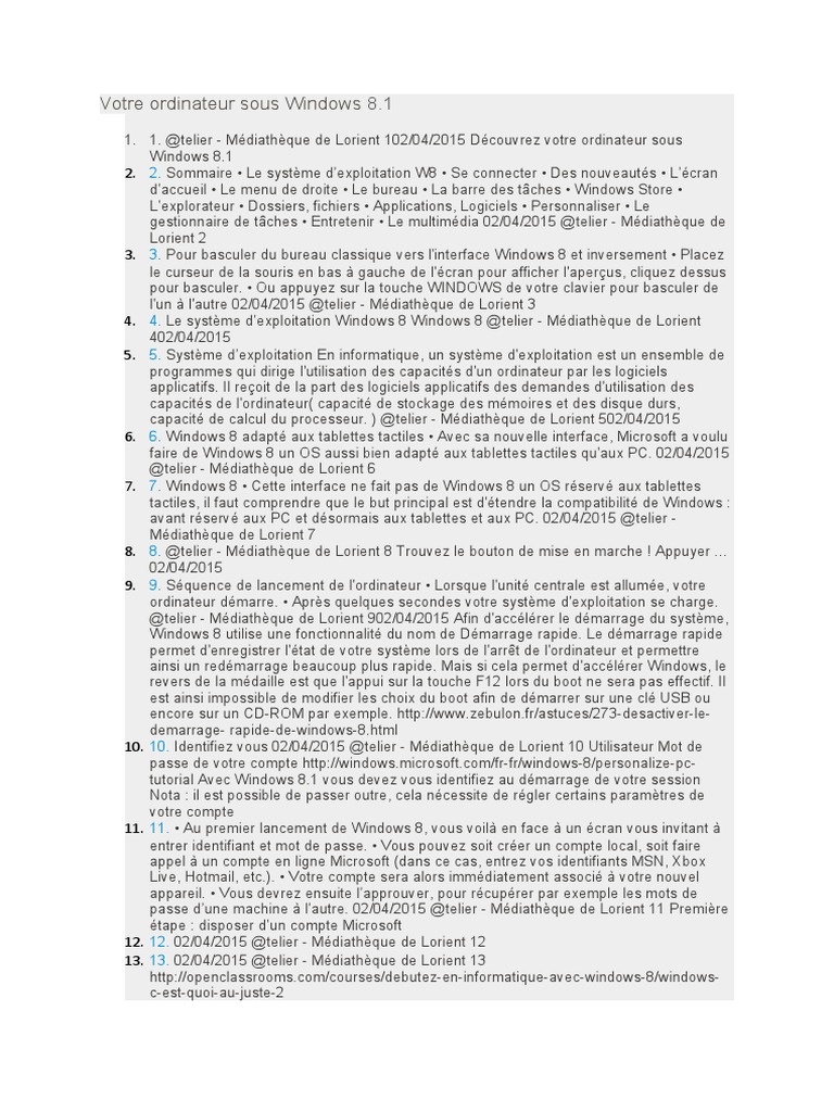 Guide d'utilisation de Windows 8.1 | PDF | Windows 8 | Microsoft Windows