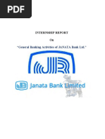 Internship Report On: "General Banking Activities of JANATA Bank LTD."