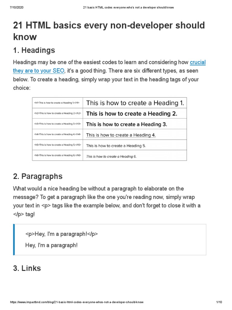 21 Basic HTML Codes Everyone Who's Not A Developer Should Know | PDF ...