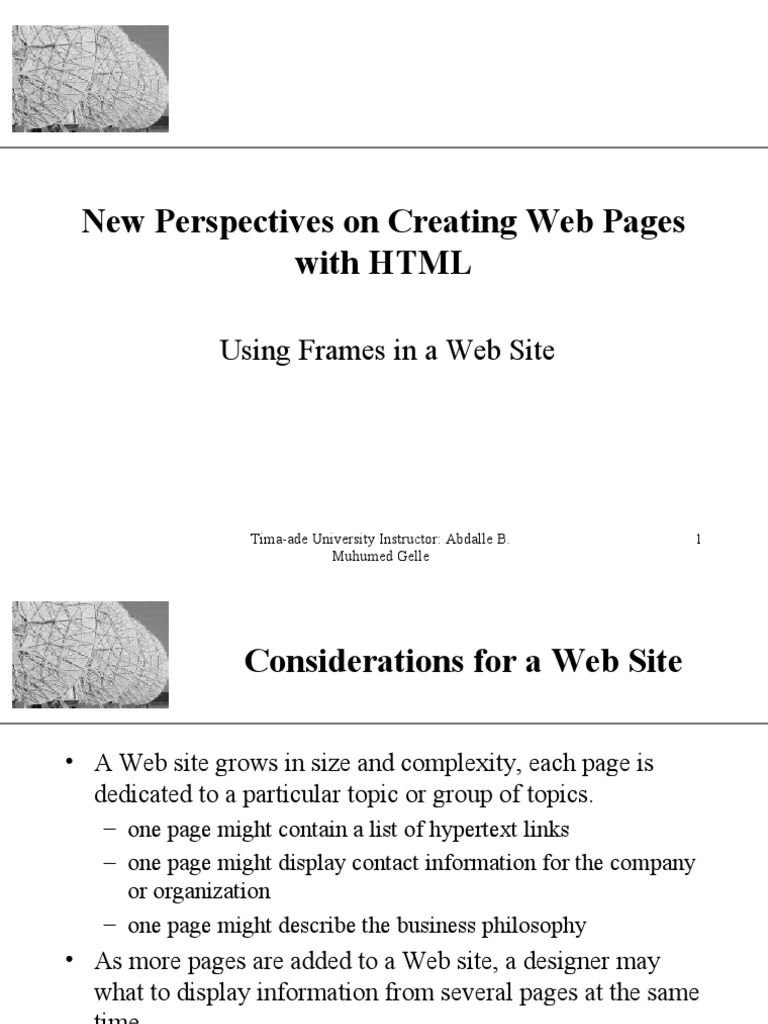New Perspectives On Creating Web Pages With HTML: Using Frames in A Web ...