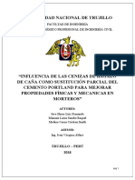 Influencia de Las Cenizas de Bagazo de Caña Como Sustitución Parcial Del Cemento Portland para Mejorar Propiedades Físicas y Mecanicas en Morteros