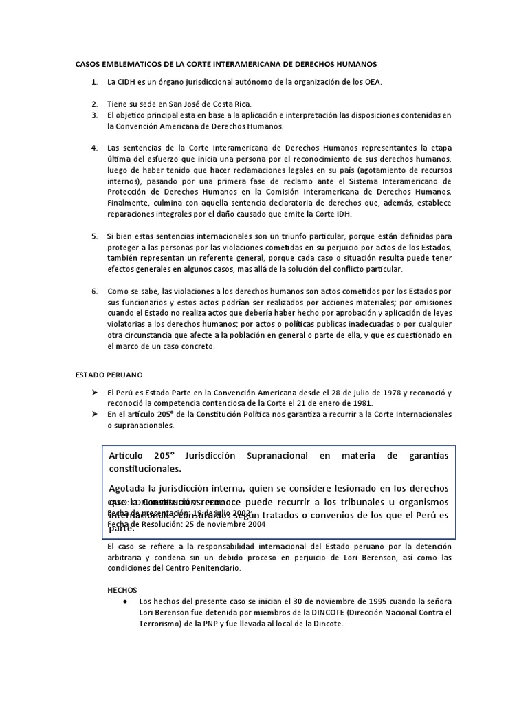 Casos Emblemáticos de la Corte IDH | PDF | Derechos humanos | Ley Pública