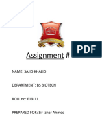 Assignment # 1: Name: Sajid Khalid