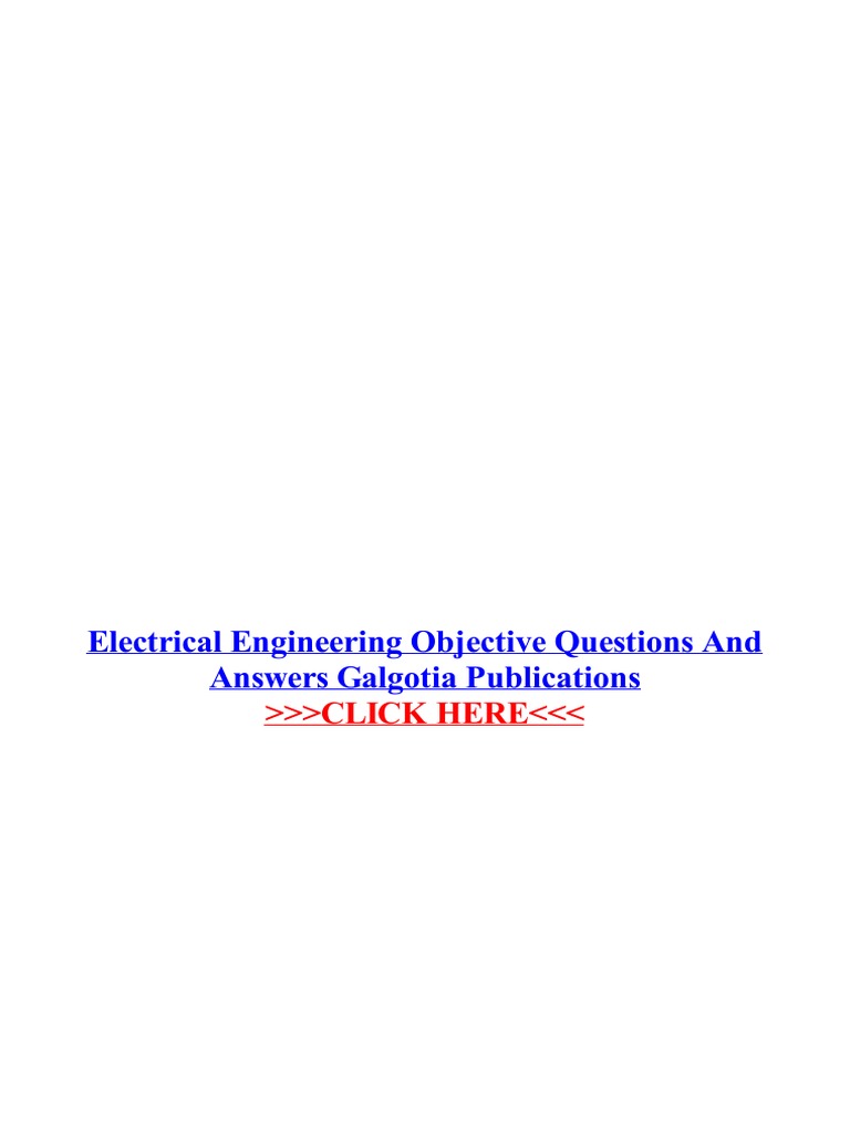 Electrical Engineering Objective Questions and Answers Galgotia