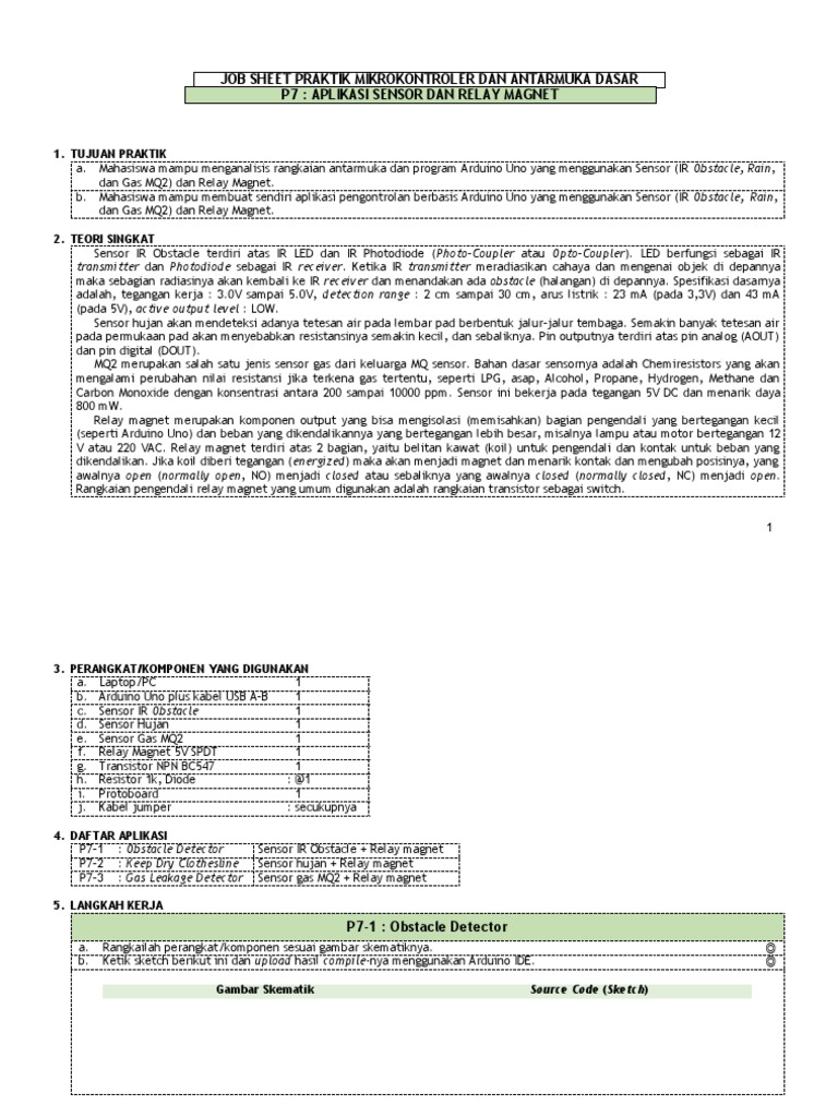 Job Sheet P7 Aplikasi Sensor Dan Relay Magnet Pdf