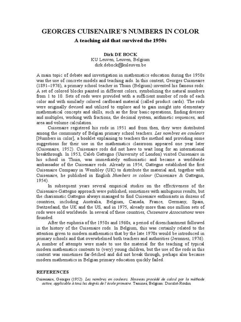 Cuisenaire PDF PDF Learning Behavior Modification