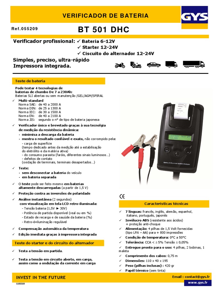 Tester BT501 DHC PDF Rede elétrica Física