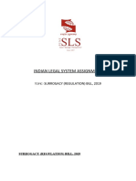 Indian Legal System Assignment: Surrogacy (Regulation) Bill, 2019