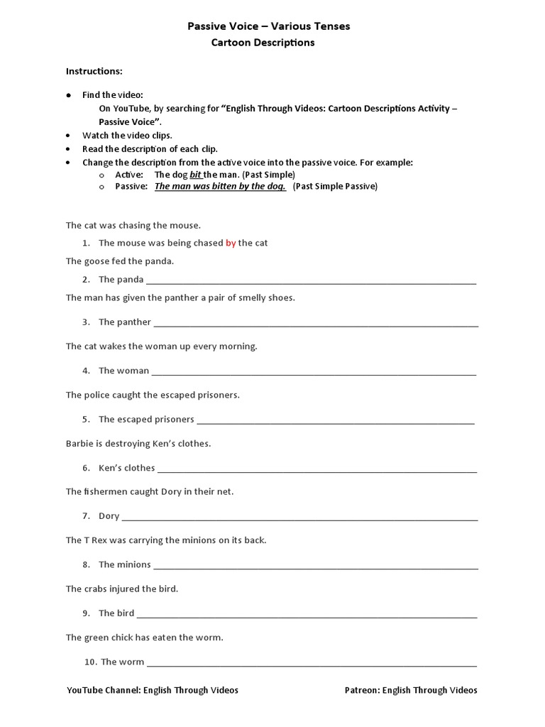 Passive Voice Practice for ESL Learners | PDF | Language Arts ...