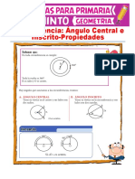 Ángulo Inscrito y Central en La Circunferencia para Quinto de Primaria PDF