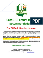 OHSAA Return To Play Recommendations