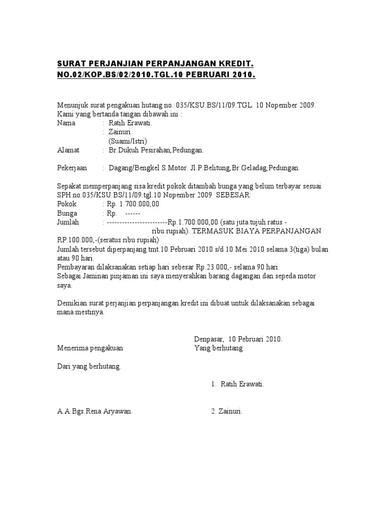 Surat Pengakuan Hutang Pdf