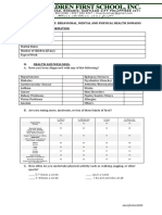 Survey Development: Behavioral, Mental and Physical Health Domains I. General Information