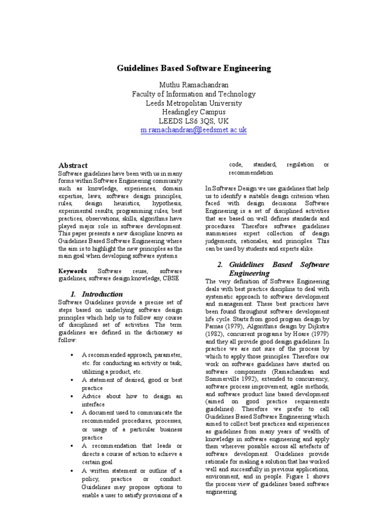 Guidelines for Software Engineering Best Practices | PDF | Component ...