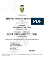 Certificado Complementaria Virtual en English Dot Works Beginner - Inglés PDF