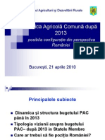 Politica Agricola Comuna Dupa 2013 - Posibila Configuratie Din Perspectiva Romaniei