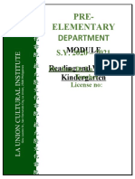 Reading and Writing Kindergarten: Pre-Elementary Department