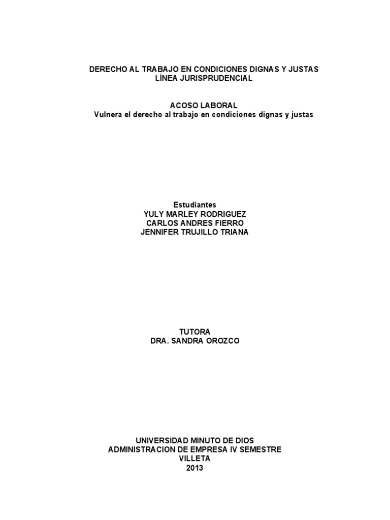 Trabajo Centencia Acoso Laboral | PDF | Caso de ley | Sentencia (ley)