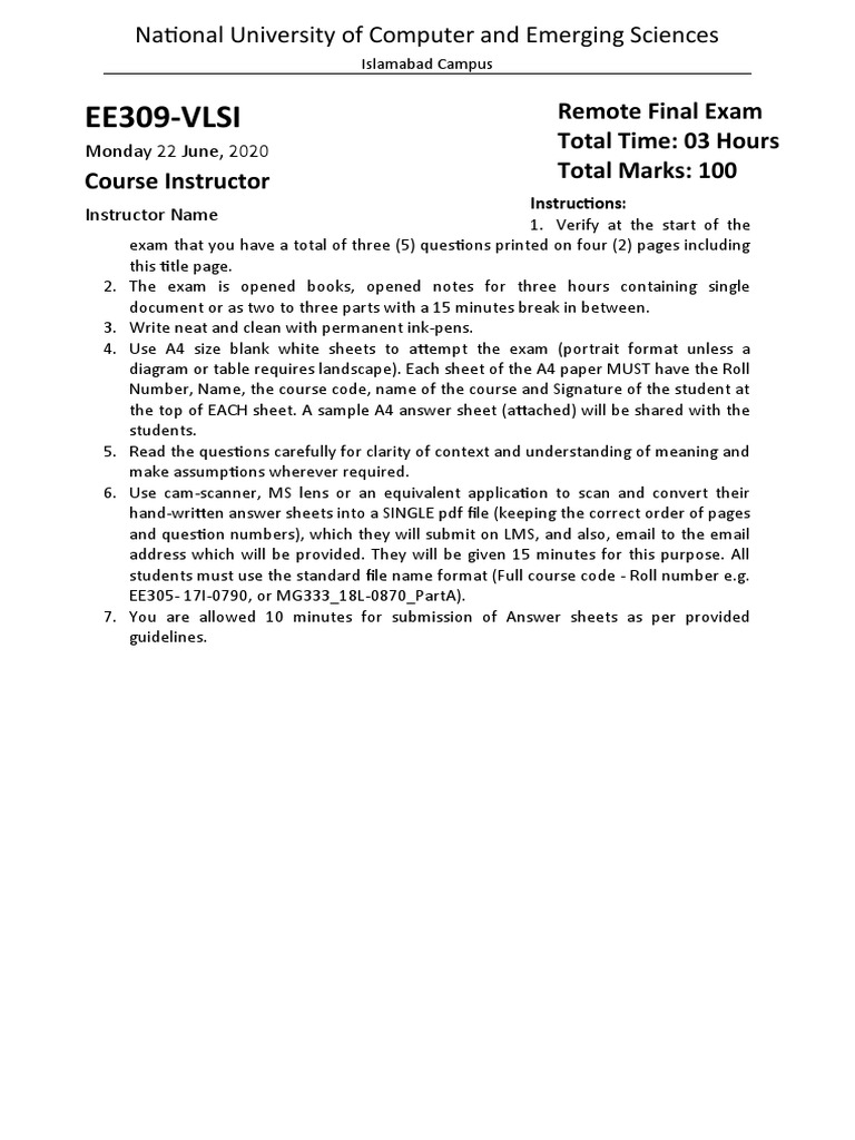 NU Computer Sciences Remote Exam Guide | PDF | Cmos | Test (Assessment)