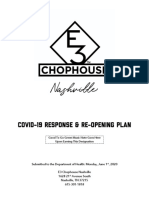 E3 Chophouse Nashville COVID-19 Response and Reopening Plan - V2.0 Updated 05.31.2020
