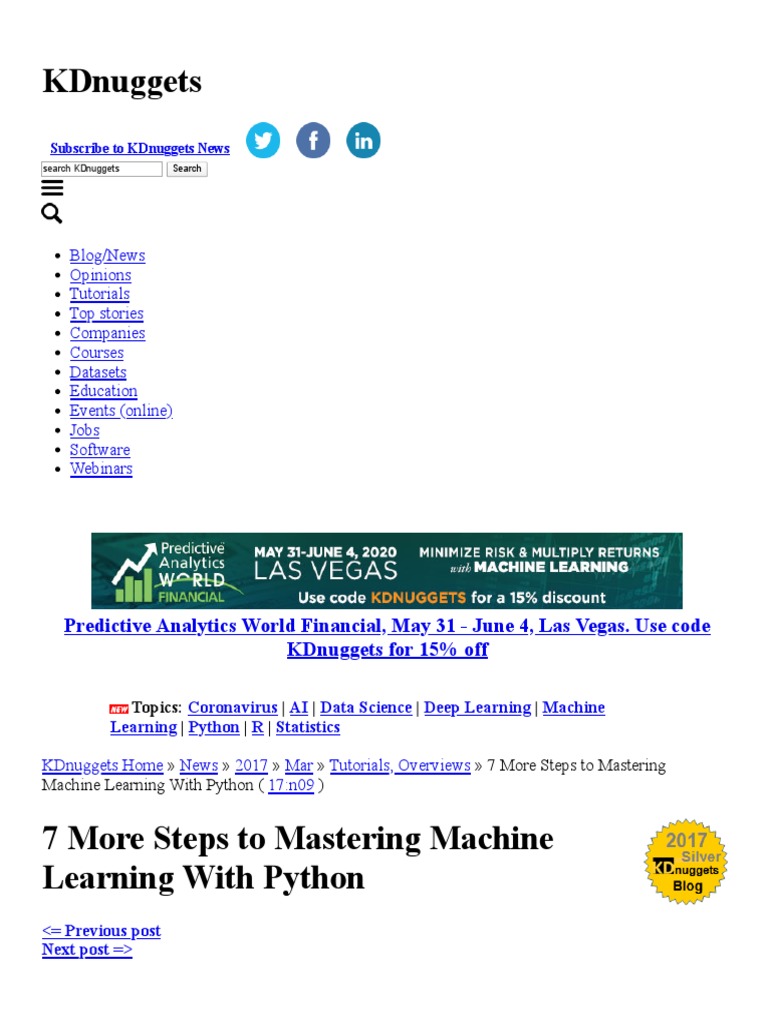 7 More Steps To Mastering Machine Learning With Python - Page1 | PDF ...
