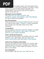 Comprehensive Medical Specialties List | PDF | Neurology | Urology