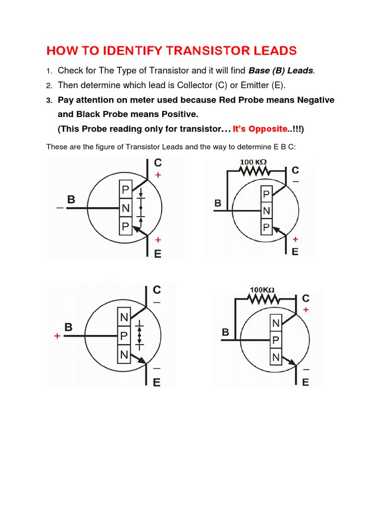 Identifying Transistor Leads Guide | PDF