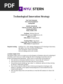 Technological Innovation Strategy: Case Coursepack: Link To Be Provided
