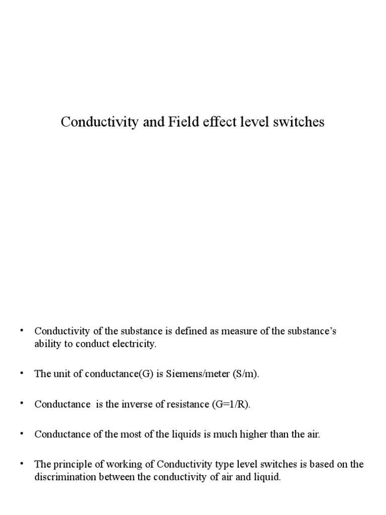 Conductivity and Field Effect Level Switches | PDF | Electrical ...