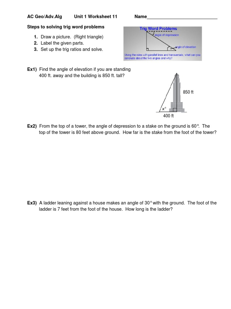 right trig word problems 17ss2mh pdf pdf angle triangle