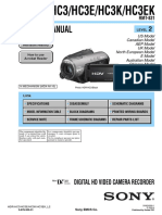 Sony Hdr-hc3, Hc3e, Hc3k, Hc3ek Service Manual Level 2 Ver 1.3 2008.04 (9-876-939-34)